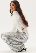 BUBBLEROOM Sequin Wide Trousers Silver L