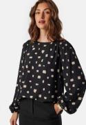 VILA Vilana L/S O-NECK DETAIL TOP  Black Beauty Aop:katy 40