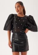 Bubbleroom Occasion Pearl Organza Blouse Black XL