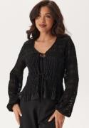 BUBBLEROOM Sheer Tie Blouse Black XL