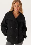 BUBBLEROOM High Neck Short Bouclé Coat Black XL