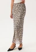 BUBBLEROOM Mesh Maxi Skirt Grey/Leopard XS