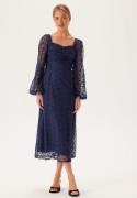 Bubbleroom Occasion Ruched L/S Midi Dress  Navy 42