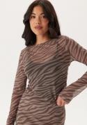 BUBBLEROOM Long Sleeve Mesh Top Brown/Beige XL