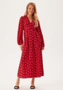 BUBBLEROOM Balloon Sleeve Maxi Dress  Red/Patterned 44