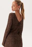 BUBBLEROOM Reversible Lace Cardigan Brown XS