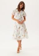 VILA Vilovie S/S Wrap Midi Dress Snow White AOP:FIR 40