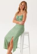 BUBBLEROOM Tie Strap Dress Green/Floral XS