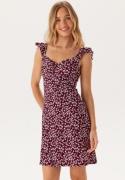BUBBLEROOM Frill Short Dress Burgundy XS