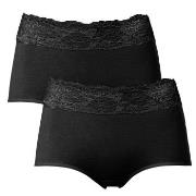 Trofe Lace Trimmed Maxi Briefs Trosor 2P Svart bomull Medium Dam