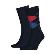 Tommy Hilfiger Strumpor 2P Men Sock Check Blå/Röd Strl 47/48 Herr