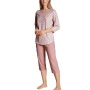 Calida Lovely Nights Crop Pyjama Rosa Mönstrad bomull Small Dam