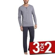 Schiesser Day and Night Long Pyjama Button Placket Antracit bomull Med...