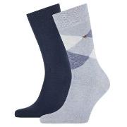 Tommy Hilfiger Strumpor 2P Men Sock Check Blå Strl 43/46 Herr