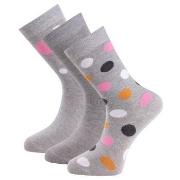 Trofe Cotton Printed Socks Strumpor 3P Grå Strl 35/38 Dam