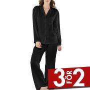 Damella Woven Silk Plain Pyjamas Set Svart silke Medium Dam