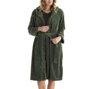 Damella Jaquard Fleece Hoodie Robe Oliv polyester Large Dam