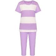 Triumph Pyjama Set X 01 Vit/Lila bomull 40 Dam