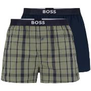 BOSS Kalsonger 2P Patterned Cotton Boxer Shorts EW Blå/Grön bomull Lar...