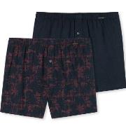 Schiesser Kalsonger 2P Fun Prints Boxer Shorts Marin/Röd  bomull XX-La...