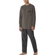 Schiesser Comfort Nightwear Long Pyjamas Brun Mönster bomull 54 Herr