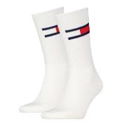 Tommy Men Uni TJ Flag Socks Strumpor 2P Vit Strl 43/46