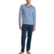 Calida Rekax Streamline V Neck Long Pyjama Blå Mönstrad bomull Medium ...