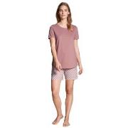 Calida Lovely Nights Short Pyjama Rosa Mönstrad bomull X-Small Dam