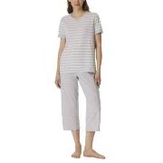 Schiesser Women Three Quarter Pyjamas Vit/Grå bomull 42 Dam