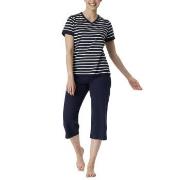 Schiesser Women Three Quarter Pyjamas Blå/Vit bomull 44 Dam