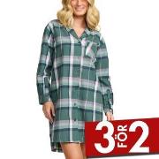 Damella Flannel Nightshirt Grön Mönstrad bomull Small Dam