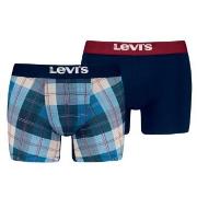 Levis Kalsonger 2P Plaid Aop Boxer Brief Marin/Blå bomull Small Herr