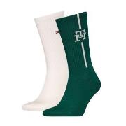 Tommy Hilfiger Strumpor 2P Monogram Sock Grön/Vit Strl 43/46 Herr