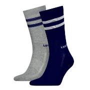 Levis Strumpor 2P Regular Cut Stripe Socks Marin/Grå Strl 43/46