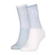 Calvin Klein Strumpor 2P Glossy Rib Crew Socks Vit/Blå Strl 35/38 Dam