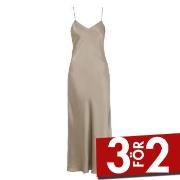 Damella Long Silk Nightdress Nougat silke X-Large Dam