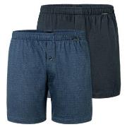 Schiesser Kalsonger 2P Long Boxershorts Blå/Blå bomull 3XL Herr