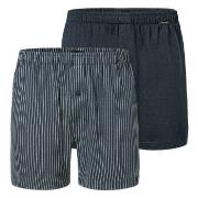 Schiesser Kalsonger 2P Long Boxershorts Blå Mönstrad bomull Small Herr