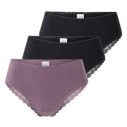 Schiesser Trosor 3P Modern Brazillian Slips Lila/Svart bomull 38 Dam