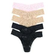 Hanky Panky Trosor 5P Signature Lace Original Rise Thongs Svart/Rosa n...