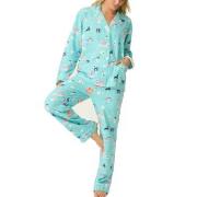PJ Salvage Long Sleeve Flannel Pyjama Turkos Mönster bomull Small Dam