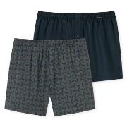 Schiesser Kalsonger 2P Leg Flattering Boxer Shorts Blå/Grå bomull Medi...