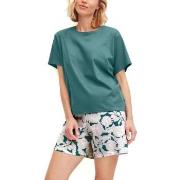 Calida Botanic Dreams Short Pyjamas Set Jadegrön bomull Large Dam