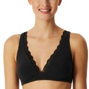 Schiesser BH Unique Cotton Soft Bra With Lace Svart bomull A 80 Dam