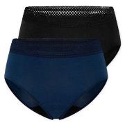 Schiesser Trosor 2P Care Retro Period Pants Svart/Blå bomull 48 Dam