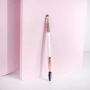 Brushworks White & Gold Brow Duo Brush