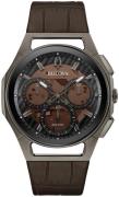 Bulova Herrklocka 98A231 Curv Svart/Läder Ø44 mm