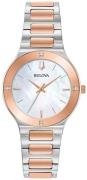 Bulova Damklocka 98R274 Vit/Roséguldstonat stål Ø32 mm