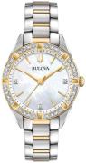 Bulova Damklocka 98R263 Diamond Vit/Gulguldtonat stål Ø32 mm