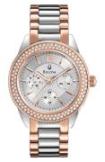 Bulova Damklocka 98N100 Crystal Silverfärgad/Roséguldstonat stål